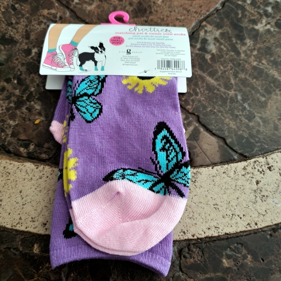 Chatties Matching Small pet & adult crew purple butterfly socks NWT - Picture 3 of 5